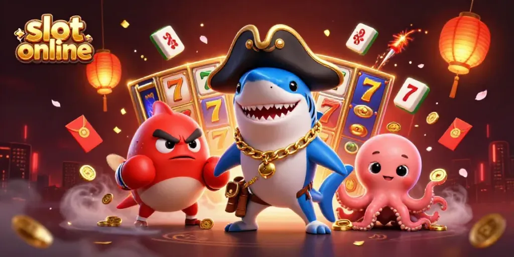 Experience exciting slot online action with cartoon characters and vibrant casino elements.