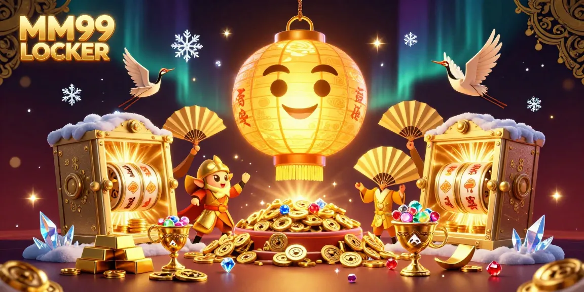 Experience the excitement at MM99 LOCKER with captivating 3D casino illustration showcasing vibrant elements and lucky symbols.